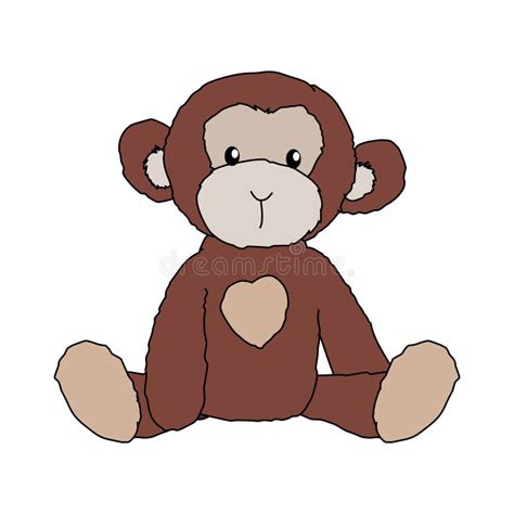 Plush Animal Monkey Toy Clipart Illustration Vector Isolated Stock