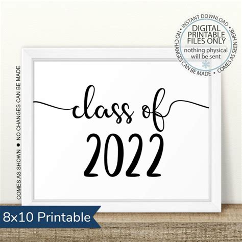 Printable Class Of 2022 Graduation Sign Senior Pictures Photo Etsy