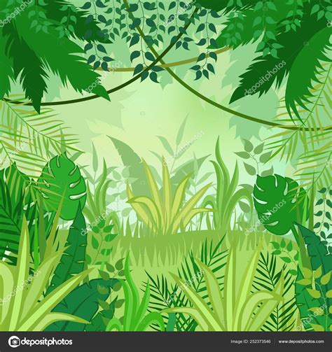 Jungle Background Trees And Plants Vector Illustration — Stock Vector