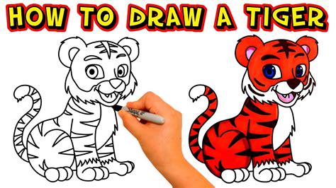 Cómo dibujar un TIGRE KAWAII facil paso a paso How to draw a TIGER easy