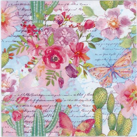 Some designs have been adopted works from renowned museums, textiles and contemporary artists. Decoupage Napkins of butterfly in the Cactus and Rose garden | Luncheon Decorative Napkins ...