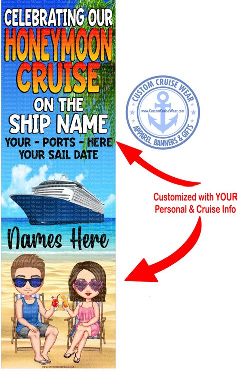 Honeymoon Cruise With Characters On Beach Banner Custom Cruise Wear