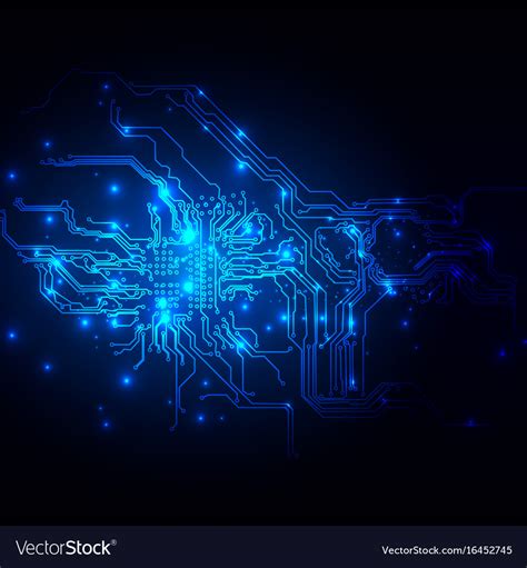 Abstract Blue Light Circuit Background Technology Vector Image