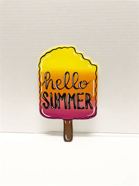 Hello Summer Popsicle Sign For Diy Wreath Or Summer Etsy Wreath