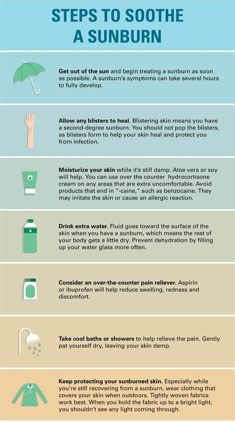 Infographic 7 Steps To Soothe Sunburn Symptoms Adapted From “how To