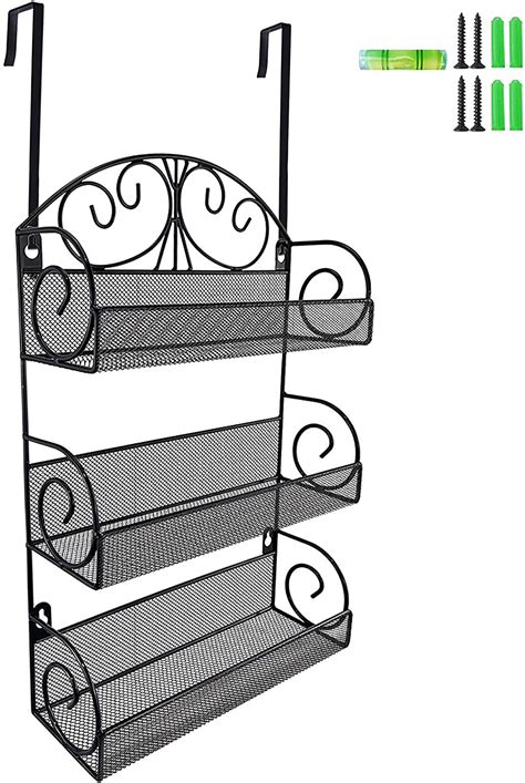 4 Tier Metal Spice Rack Wall Mount Kitchen Spices Organizer Pantry