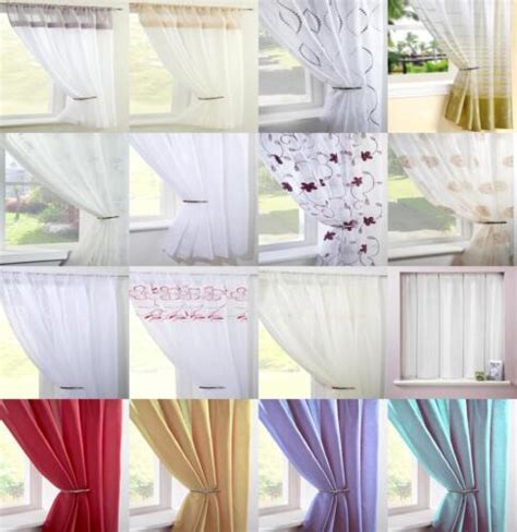 Clearance Voile Curtain Panels Plain Floral Striped Curtains Many Sizes