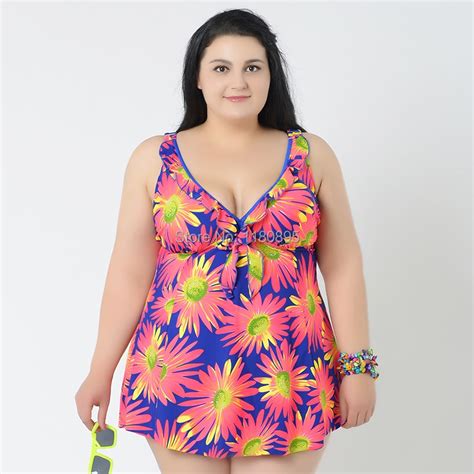 New Bathing Suits Fat Women Fashion Print Floral Swimwear Suit