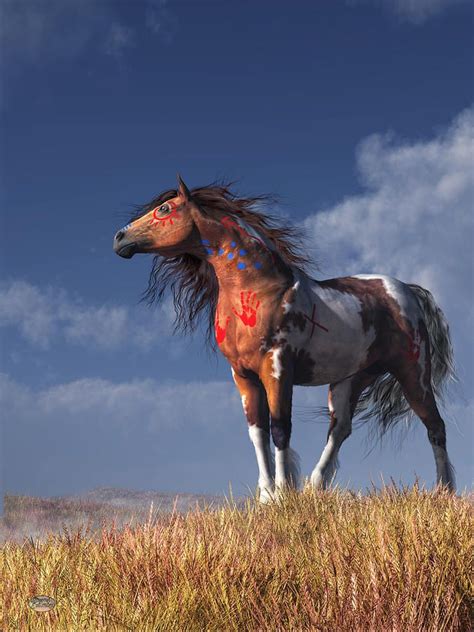Horse With War Paint Digital Art By Daniel Eskridge Beautiful Horses