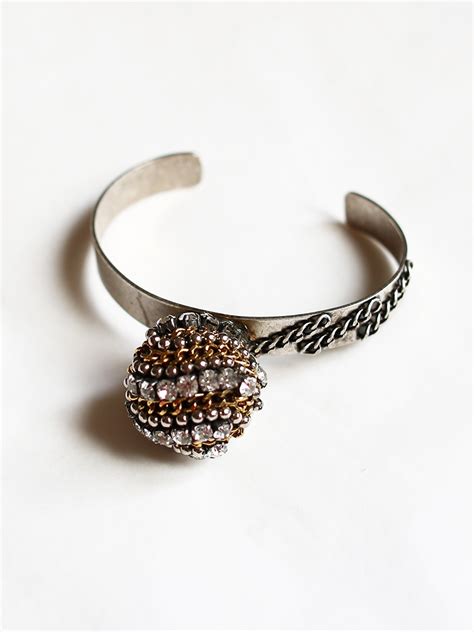 Boutique Chloe Silver Bracelet With Gold Chain And Swarovski Crystals