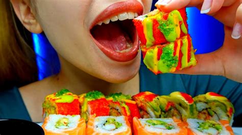 Asmr Sushi Sashimi Platter Mukbang No Talking Eating Sounds Youtube