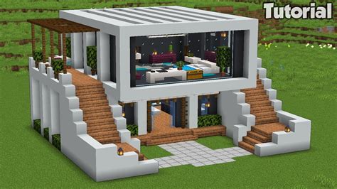 minecraft how to build a modern house tutorial easy 35 interior video in the description