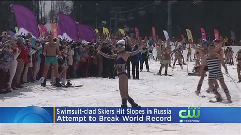Swimsuit Clad Skiers Hit Slopes In Russia Youtube