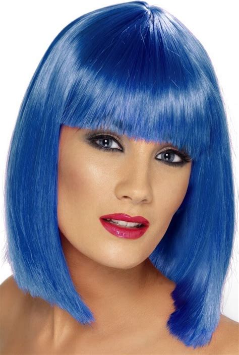 Neon Blue Glam Short Wig Candy Apple Costumes Kids Clown Costumes