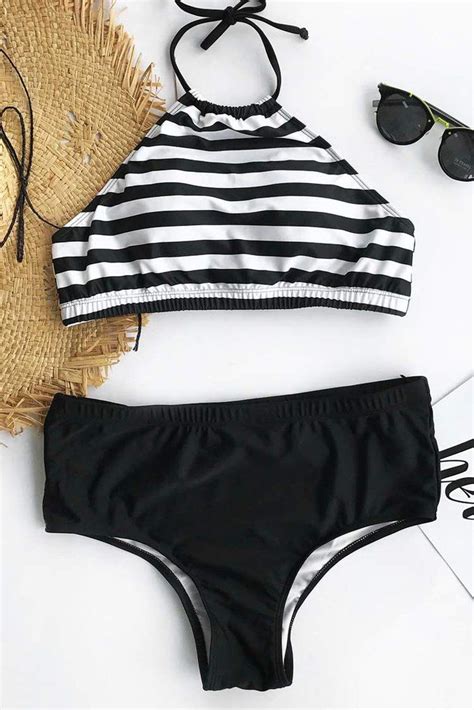 Cupshe Lounging On The Beach Stripe Bikini Set With Images Striped