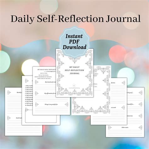 Printable Self Reflection Journal Daily Self Reflection Journal