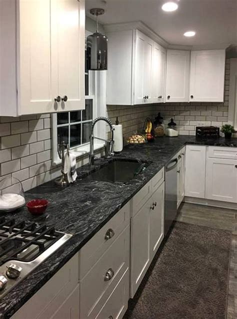Black Forest Leather Granite Kitchen Cabinet Design White Kitchen