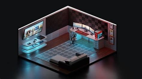 Gaming Isometric Room 3d Model Cgtrader