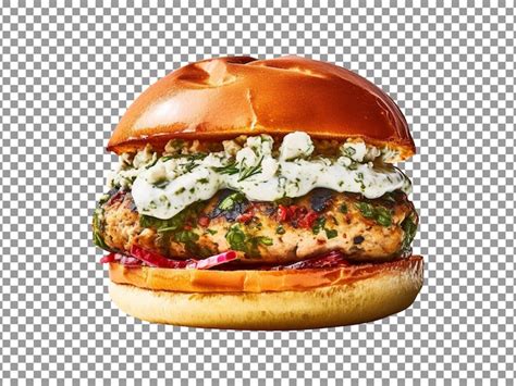 Premium Psd Delicious Greek Turkey Burger Isolated On Transparent