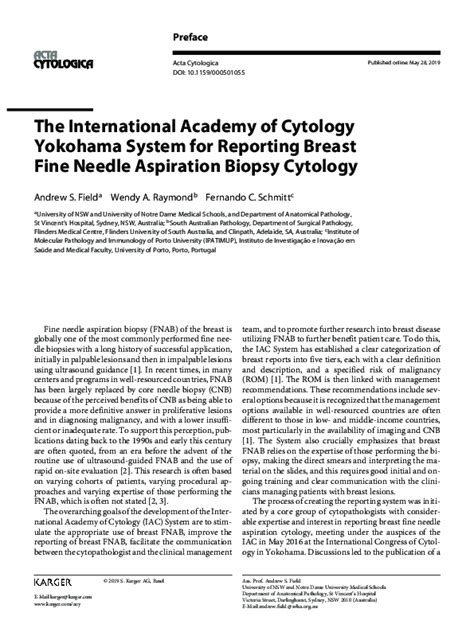 Pdf The International Academy Of Cytology Yokohama System For