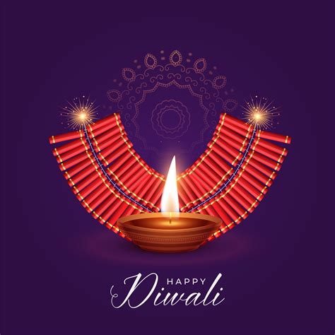 Illustration Of Burning Diya And Cracker For Diwali Festival Download