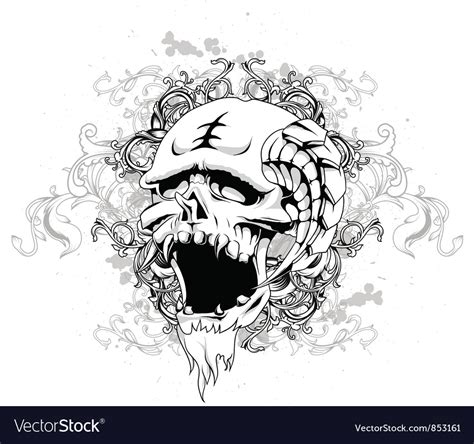 Skull With Floral And Grunge Royalty Free Vector Image