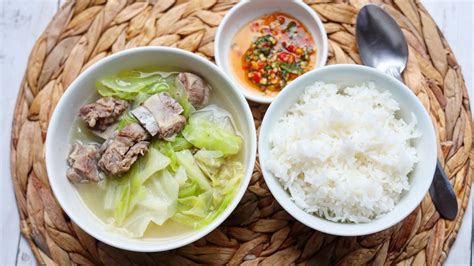 Simple Hmong Meal Pork Bones W Cabbage Soup Pob Txhaa Npua Hau Ntsug