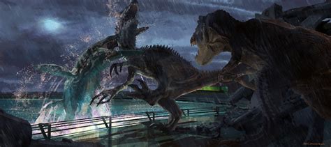 Jw Mosasaurus Eats Indominus Rex Concept Art Jurassic Pedia