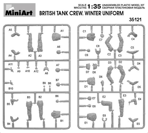 Miniart Set Figurine Wwii British Tank Crew Winter Uniform 5buc 135