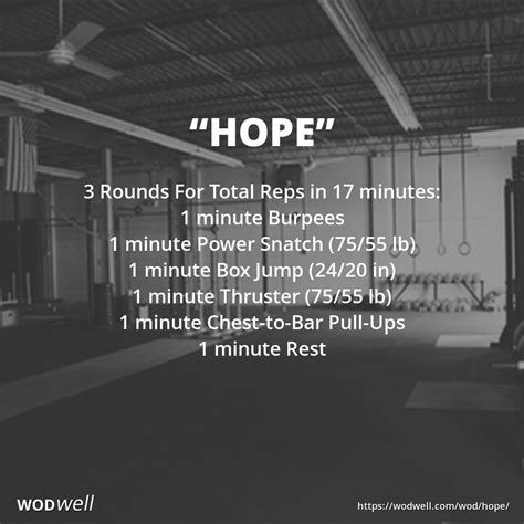 Hope Workout Crossfit Benchmark Wod Wodwell Crossfit Workouts At