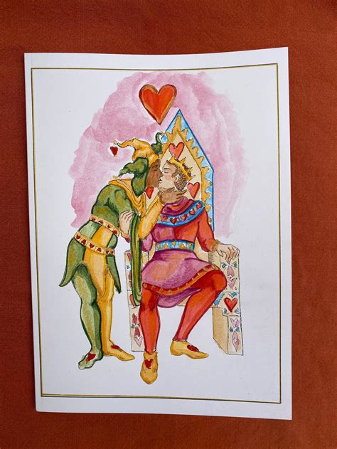 Medieval Lovers Hand Colored Valentines Day Card A Etsy