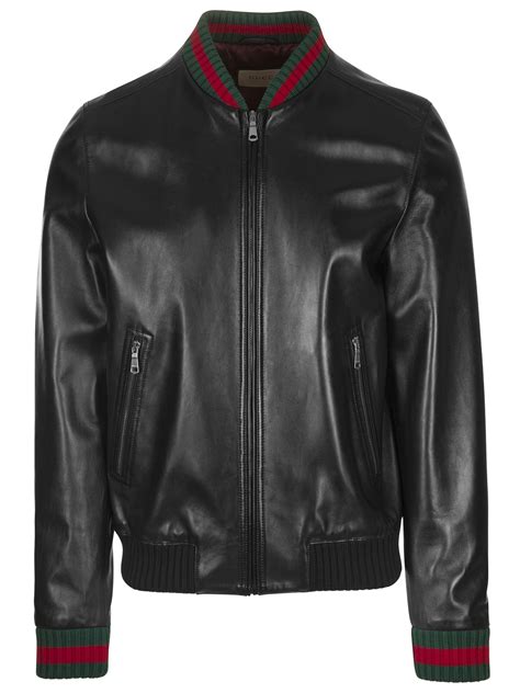 Gucci Web Black Leather Jacket Bay Perfect
