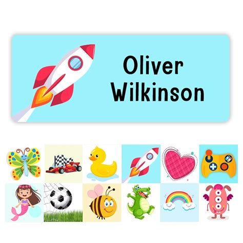 Pack Of 42 Personalised Stick On Waterproof Name Labels For Children