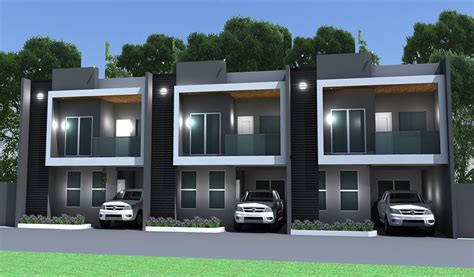 My Newly Rendered Perspective Of 2 Storey 3 Doors Apartment Building As