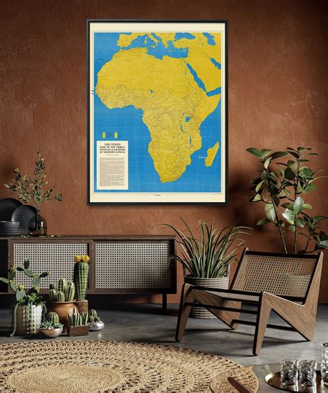 African Tribes Vintage Map Print Africa Map Wall Art Africa Etsy