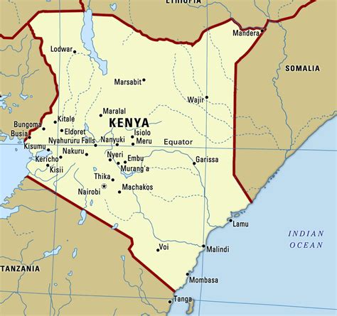 Map Of Kenya With Cities Large Physical Map Of Kenya With Roads