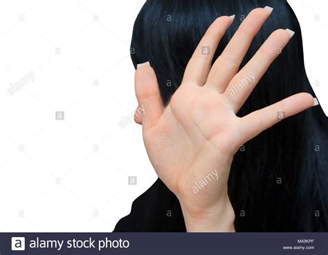 Bright Picture Of Young Woman Making Stop Gesture Stock Photo Alamy