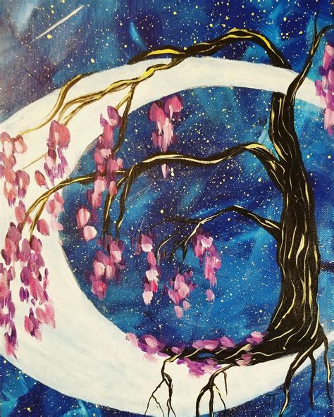Followed Painting With Janes Tutorial Mystical Tree On The Moon By