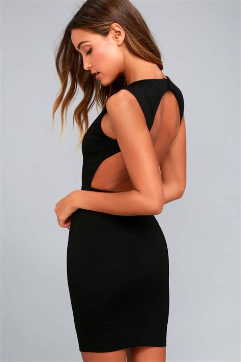 Black Dress Backless Bodycon Dress Fitted Bodycon Dress Lulus