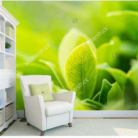 Custom Natural Scenery Wallpaperfresh Green Leavesphoto Murals For