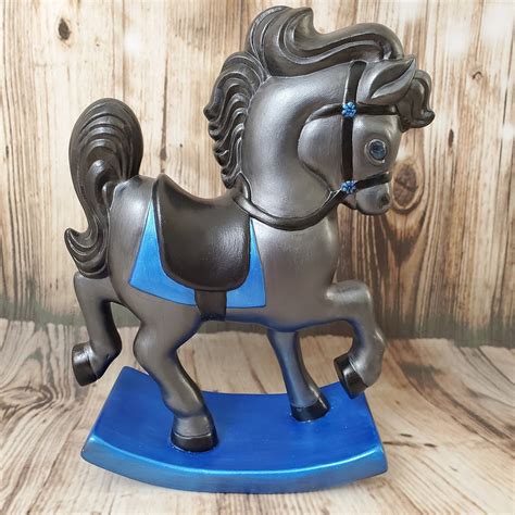 Ceramic Rocking Horse Figurine Etsy