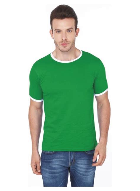 Round Neck Green With White Tes Apparels T Shirt Manufacturers In