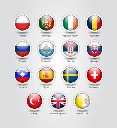 Premium Vector 3d Icons Glossy Set For Europe Countries Flags