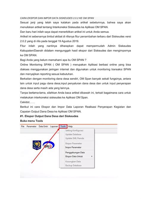 Cara ekspor dan impor data siskeudes 2 | PDF