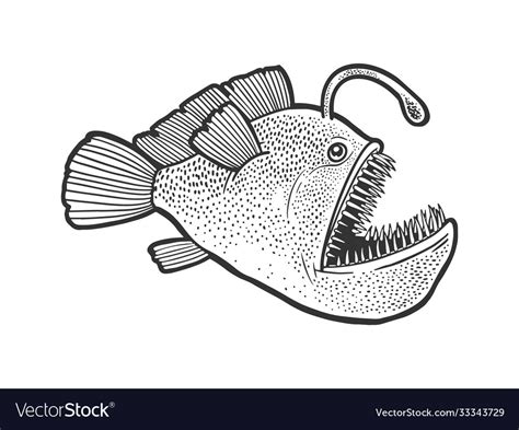 Angler Deep Sea Fish With Light Sketch Royalty Free Vector