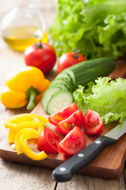 Premium Photo Fresh Vegetables Cucumber Tomatoes Pepper And Salad Leaves