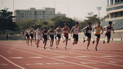 Fondo Atletas Corriendo En Una Carrera Y Competencia Fondo Imagen De