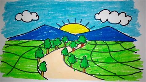 Berikut ini adalah cara menggambar. cara menggambar pemandangan gunung untuk anak TK dan SD ...