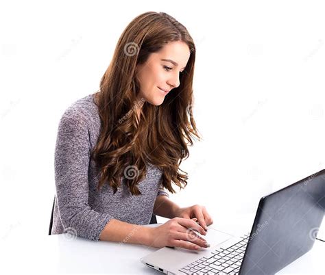 Girl With Laptop Computer Stock Image Image Of Human 50753603