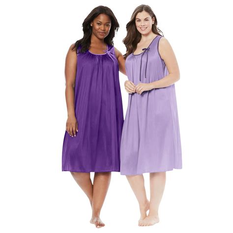 Only Necessities Only Necessities Womens Plus Size 2 Pack Sleeveless Nightgown Nightgown